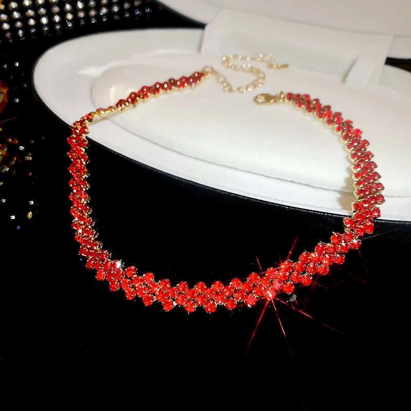 Luxury Shiny Full Rhinestone Choker Necklace For Women'S Personalized Geometric Crystal Necklaces Wedding Jewelry Gifts