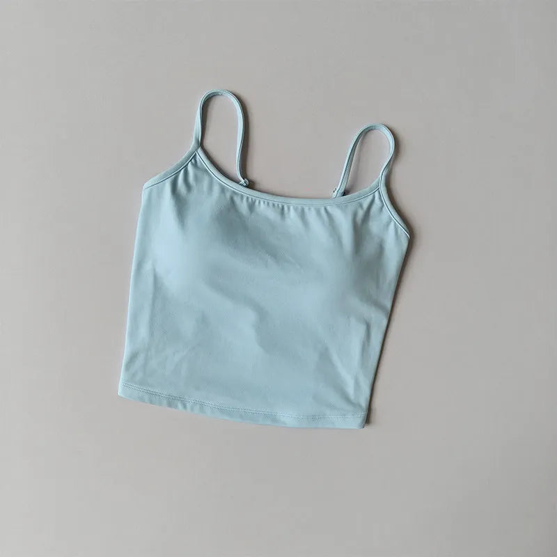 Women's Fixed Cup Small Sling Sports Vest Yoga Wear Underwear with Chest Pad Pilates Fitness Top Beautiful Back Design