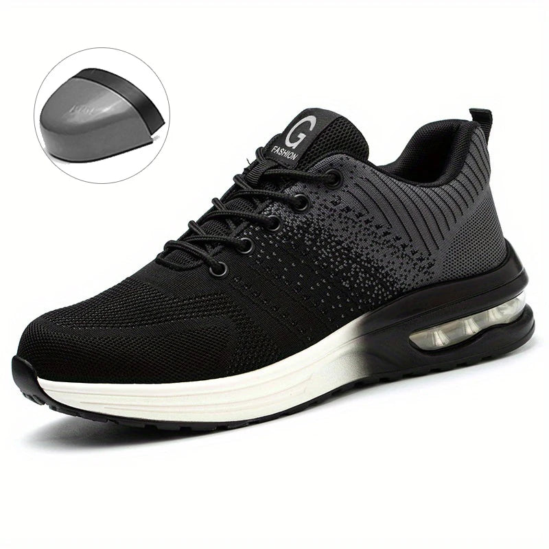 Steel Toe Work Shoes For Men Women'S Anti-Smash Anti-Puncture Blue Safety Shoes Breathable Lightweight Air Cushion Work Shoes