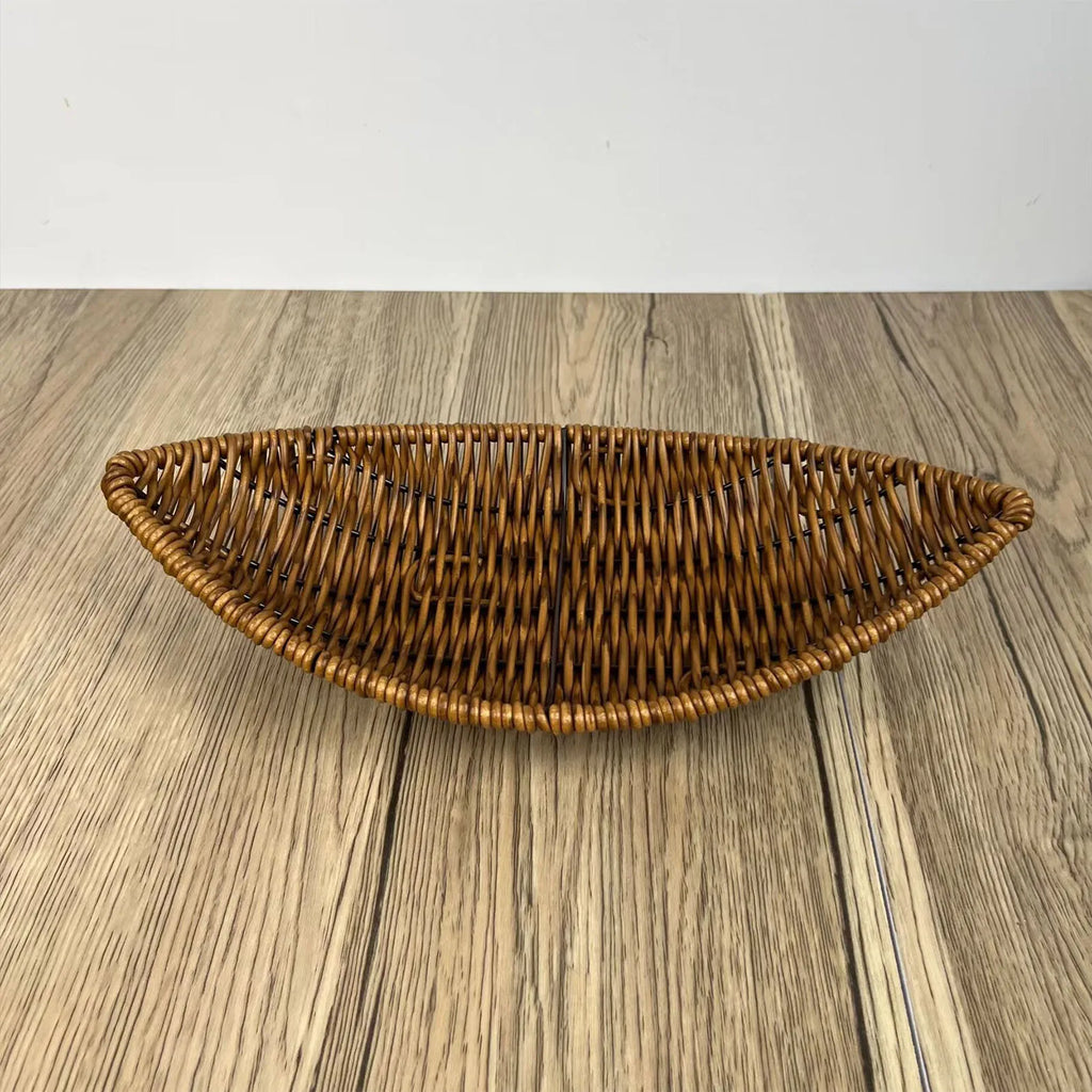 Leaf Shape Bread Display Fruit Dish Baskets Leaf Rattan Weaving Basket Serving Storage Bowls for Family Friend Neighbor Gift
