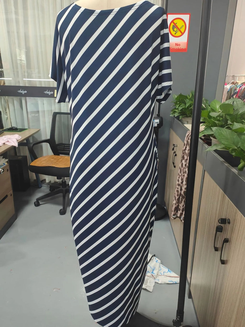 Casual Pure Color Short Sleeve Long Dress Women's Summer New Style Cross-Border TK Loose Waist Milk Fiber Straight Cut Dress