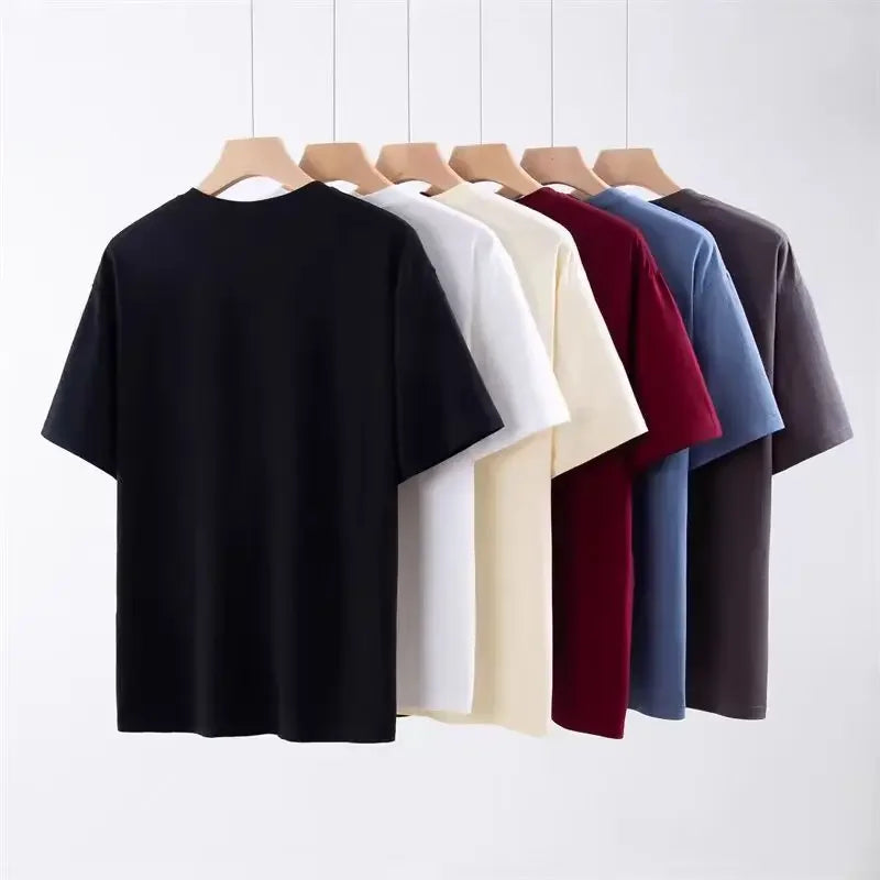 Heavyweight Pure Cotton Short Sleeve T-Shirt Tianqing Color Summer Loose Fit Unisex Basic Sle Comfortable Breathable Casual...