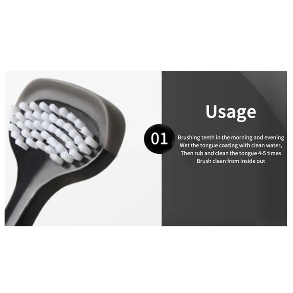 Triple Effect Tongue Scraper Silicone Brush Oral Cleaning Brush Fresh Breath Reusable Tongue Scraping Brush Halitosis Clean