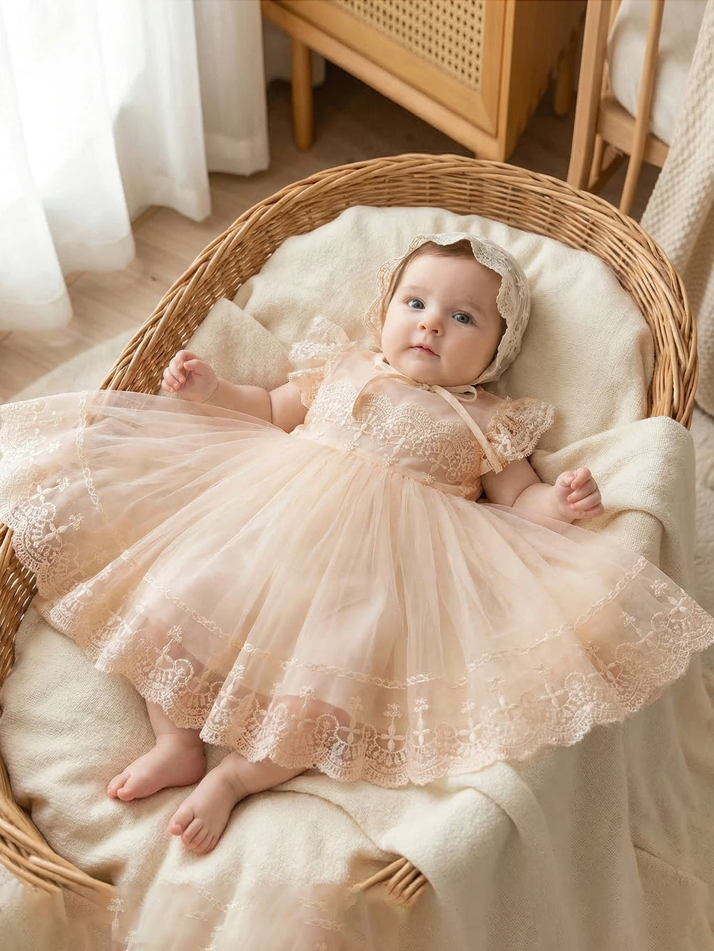 Baby Girl 0-2 Years Old Baby Wine Red Baptism Dress,Lace Net Skirt,Princess Dress,Wedding Flower Girl Dress,Birthday,With Hat