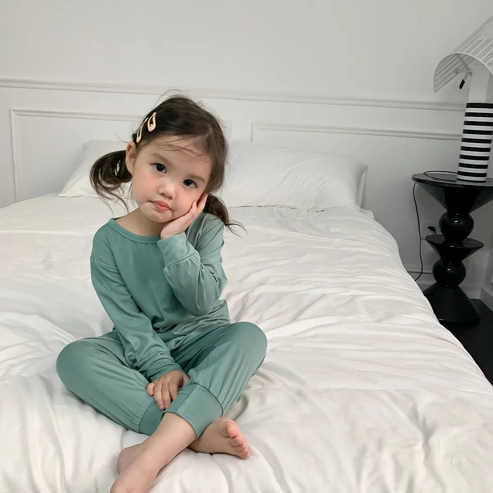 1-8T Toddler Kid Baby Boy Girl Pajamas Set Homewear 2pcs Clothes Set Long Sleeve Top High Waist Pant Suit PJ Outfit