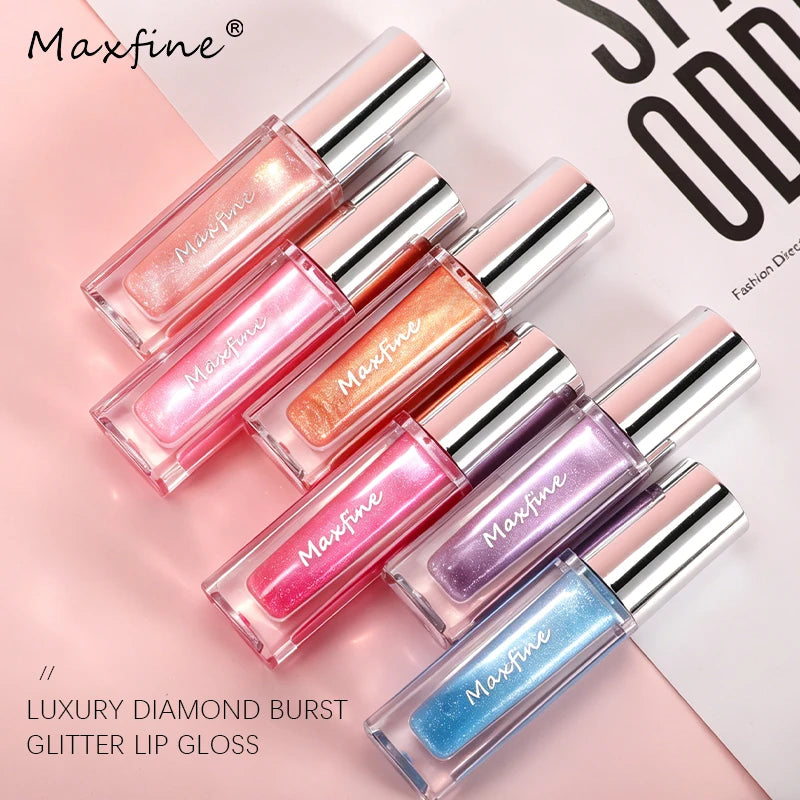 Shimmer Glitter Lip Gloss Transparent Diamond Sparkle Lip Tint Smooth Hydrating Lip Shine Can Be Used Over Lipstick Party Cosmet