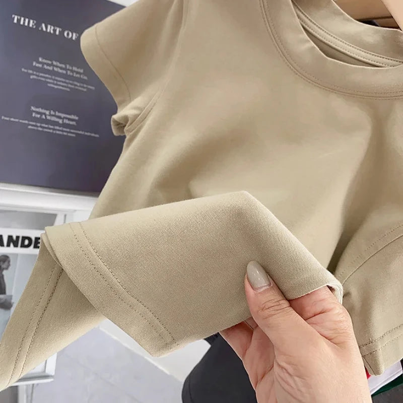 Kids Solid Color Cotton T-Shirt 2026 Spring Summer New Boys Girls Round Neck Short Sleeve Basic Tops Children Casual Tees