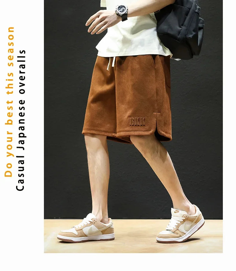 American Style High Street Men's Summer Thin Knit Sweatpants Casual Trendy Brand Plus Size Straight Leg Loose Fit Five Minute Pa