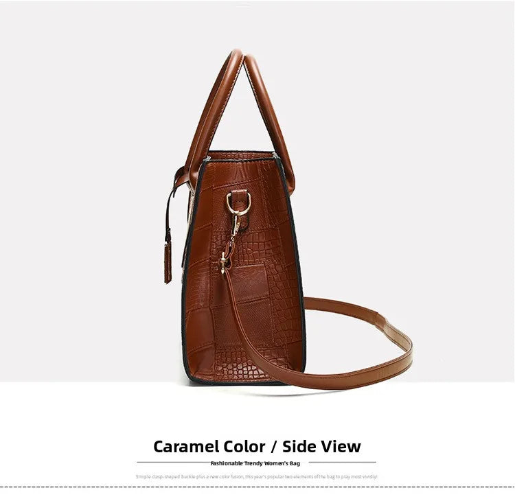 Trendy Lizard Pattern Mother-Daughter Handbag Summer 2025 Vintage Style Women's Tote Shoulder Bag Crossbody Bag Large Size