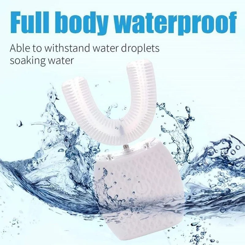 Professional Protable Electric Toothbrush Adult Automatic Rechargeable Hands Free 360 Cleaning U Shape Toothbrush