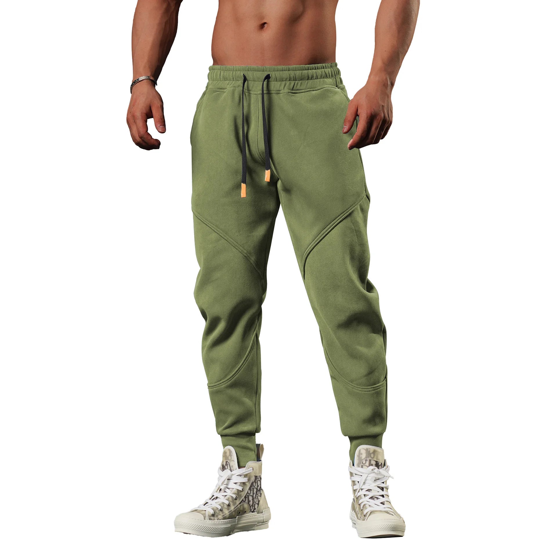 Men's Winter Running Sweatpants Warm Thick Cuffed Joggers For Outdoor Basketball Training