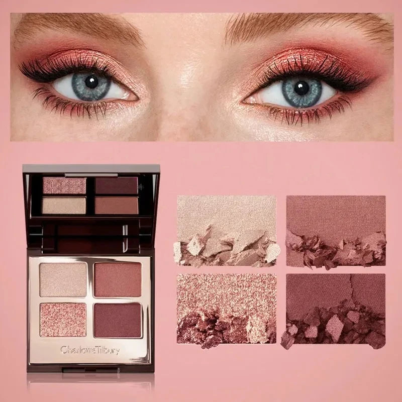Charlotte Tilbury 4Pan Velvet&9Pan Silk Shimmer Eyeshadow&Cream Blush Dewy Long Lasting Buildable Blendable Natural Glow Makeup