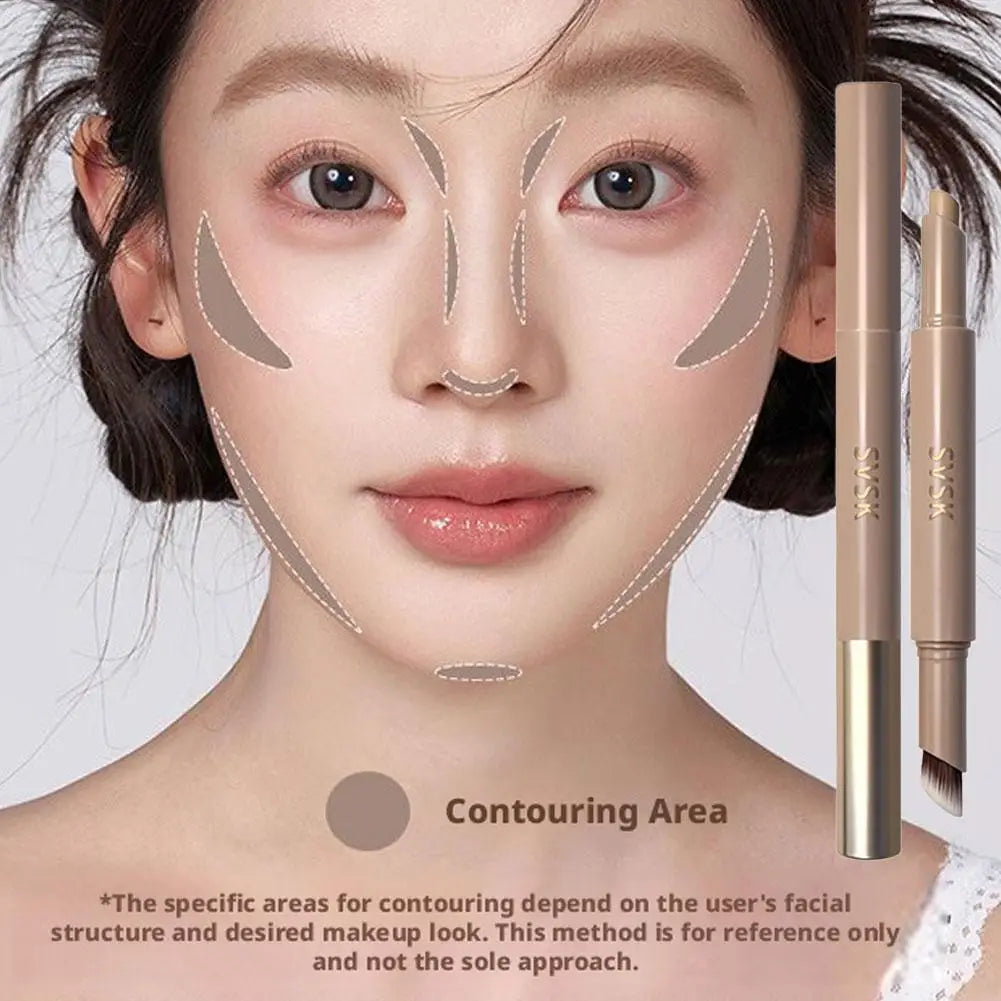 3D Contouring Pen Matte Bronzer Stick Nose Shadow Contour Pen With Brush  Long Lasting Waterproof Cream-Textured Nose Shadow Pen