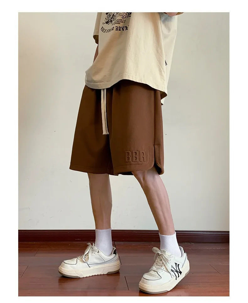Men's Summer Ice Silk Thin Breathable Straight Leg Pants Five-Quarter Casual Shorts Polyester Fabric Comfortable Lightweight