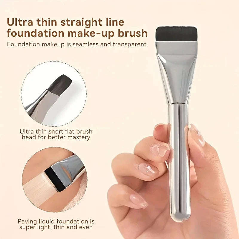 2PcsMulti-Use Foundation Ultra-Fine, Hypoallergenic Nylon Bristle Oval Foundation Brush - Perfect for Face Contouring