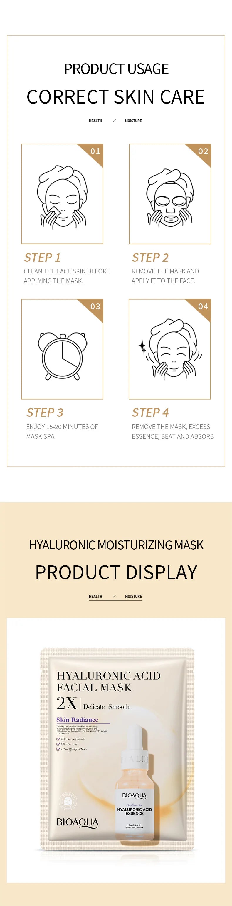 20pcs/5pcs Centella Collagen Face Mask VC Moisturizing Refreshing Sheet Masks Hyaluronic Acid  Facial Mask Skin Care Products