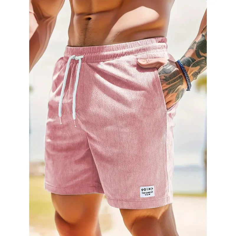 Men's Retro Corduroy Casual Shorts Men Fashion Solid Sweatpants Harajuku Corduroy Short Pants New Men Clothing Roupas