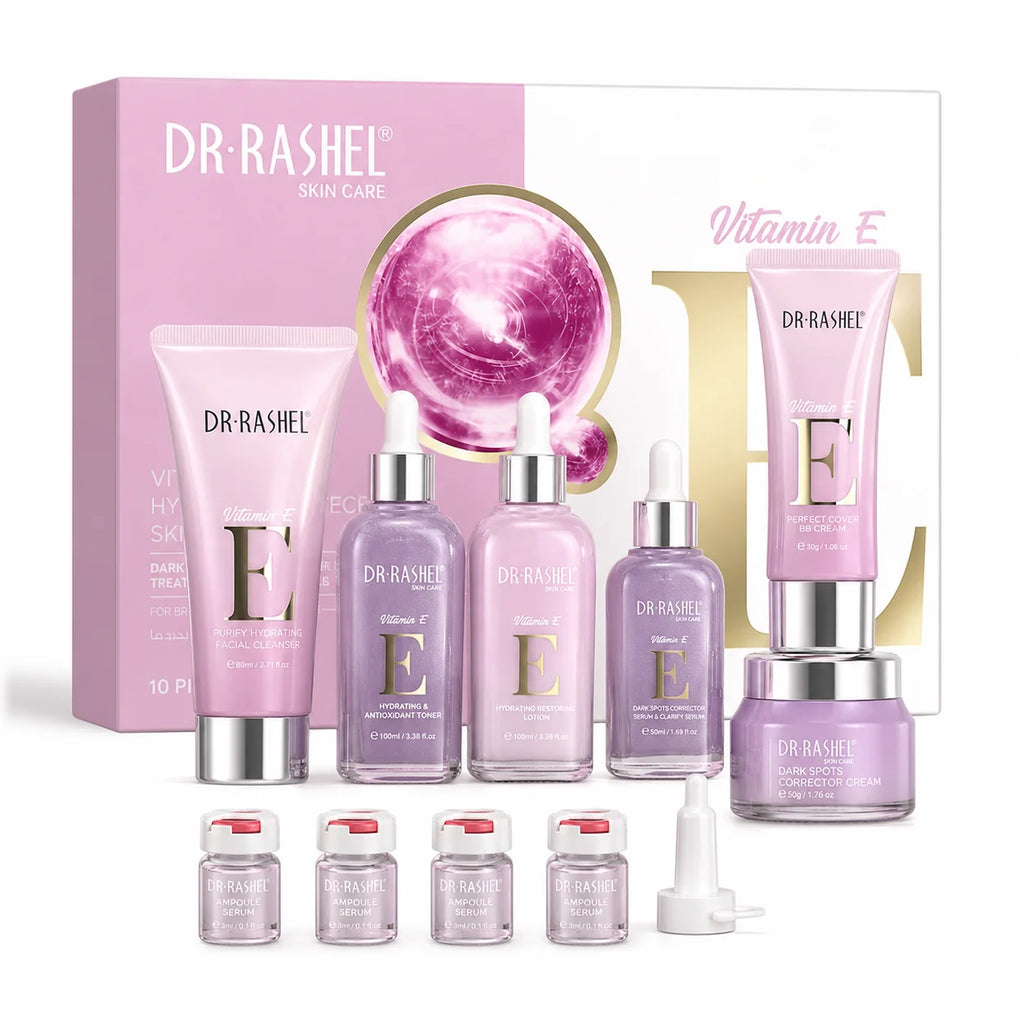 DR·RASHEL Facial Set Hydrating Repairing Brightening Whitening Vitamin E Skin Care Set 10pcs/kit