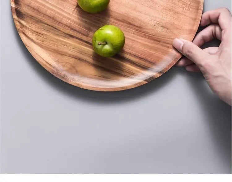 2026 New 15/20/25cm DIY Thinking Wooden Plate Round Tea Wooden Dining Plate Snack Bread Dried Fruit Plate