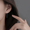 Drop Ear Line Long Hanging Earrings For Women'S Rose Gold Color Zircon Crystal Piercing Threader Earing Ear Accessories Jewelry