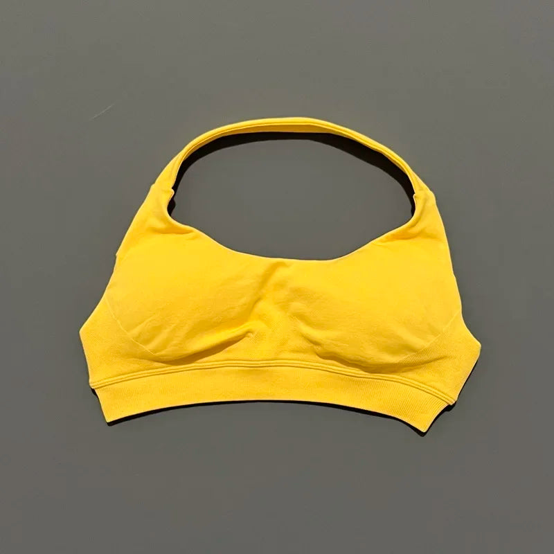 Women Sports Bra Seamless Halter Yoga Clothes Removable Cups Women Workout Clothing Gym Backless Bra Running Workout Tops