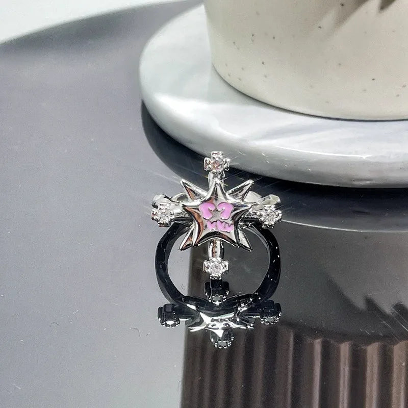 New Fashhhion Punk Dark Vintage Cross Open Rings For Women'S Luxury Copper Gold-Plated High-Quality Rings Y2K Style Jewelry