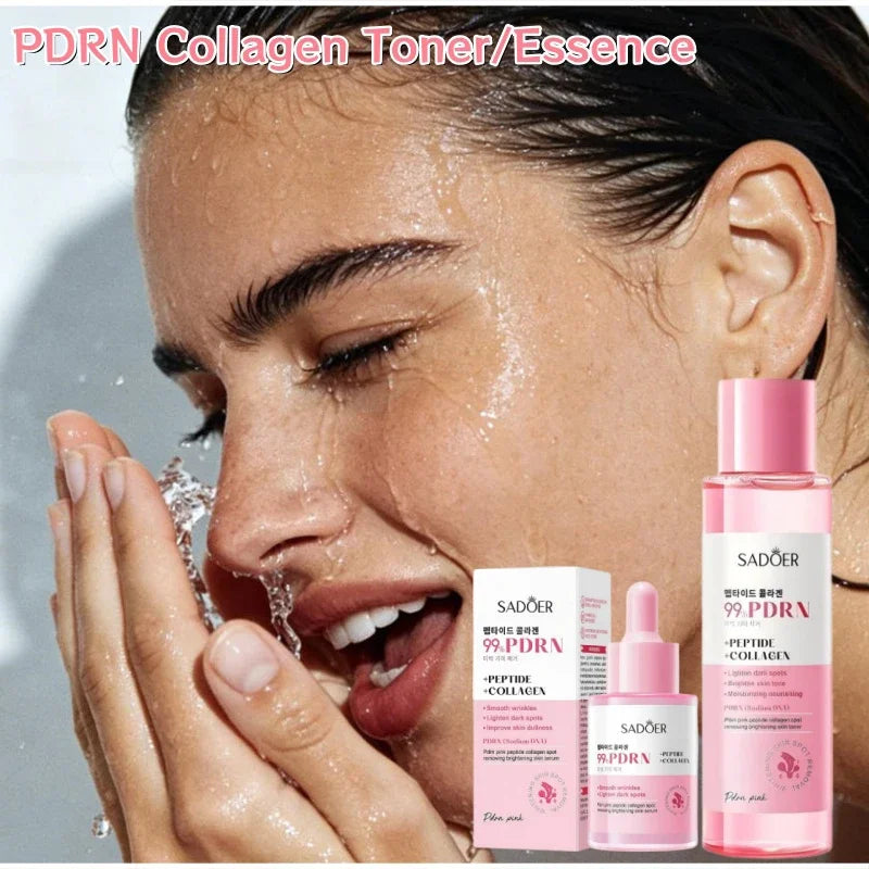 Pink PDRN Collagen Rich Essence With Peptides Salmon Moisturizing Toner,Refreshing Non-sticky Skin Care Serum For All Skin Types