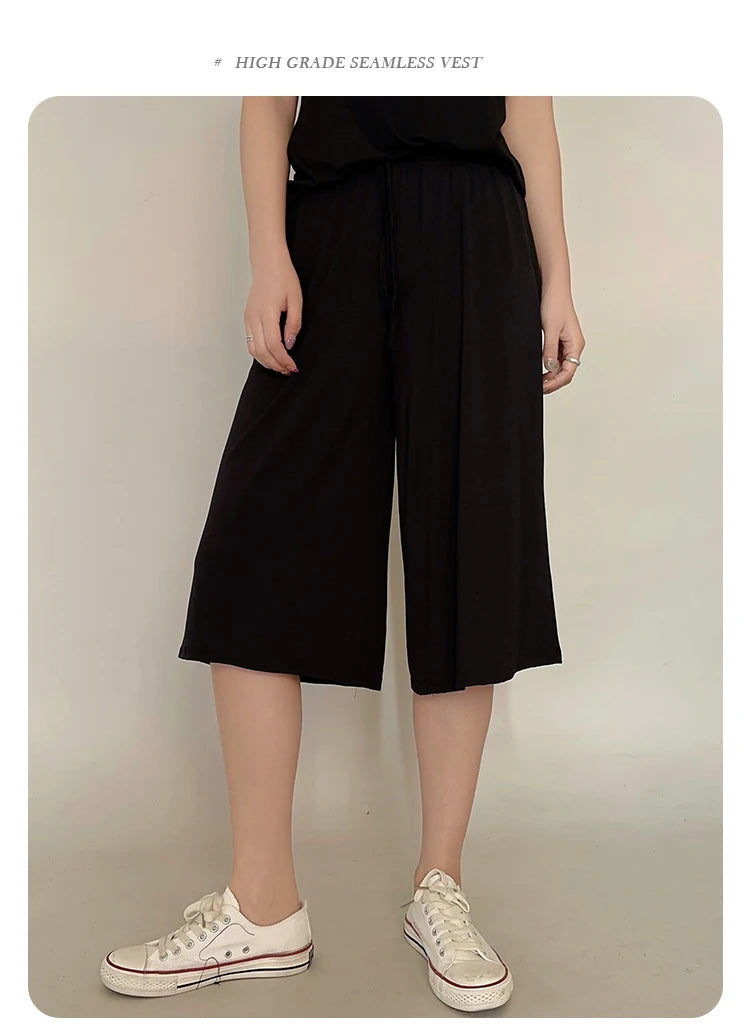 Women's Modal Wide-Leg Pants - High-Waisted Casual Summer Lounge