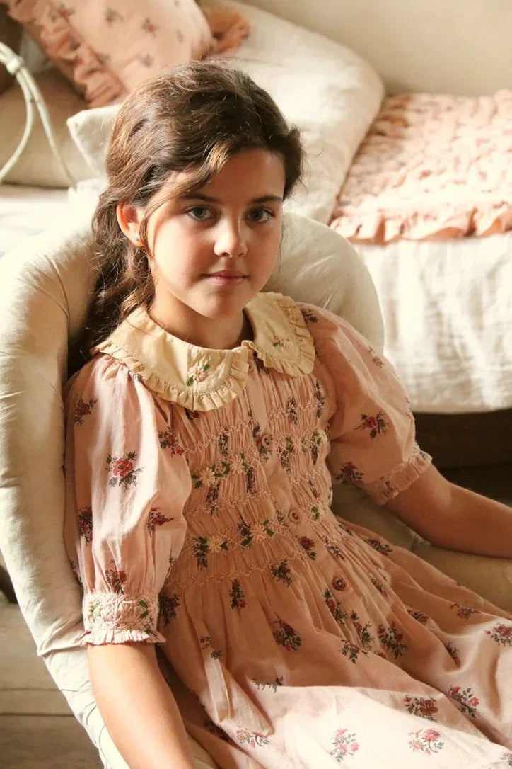 Children's Dress 2026 Summer New Product BD Girls Pastoral Embroidery Wrap Bubble Sleeve Shirt Skirt Princess Dress