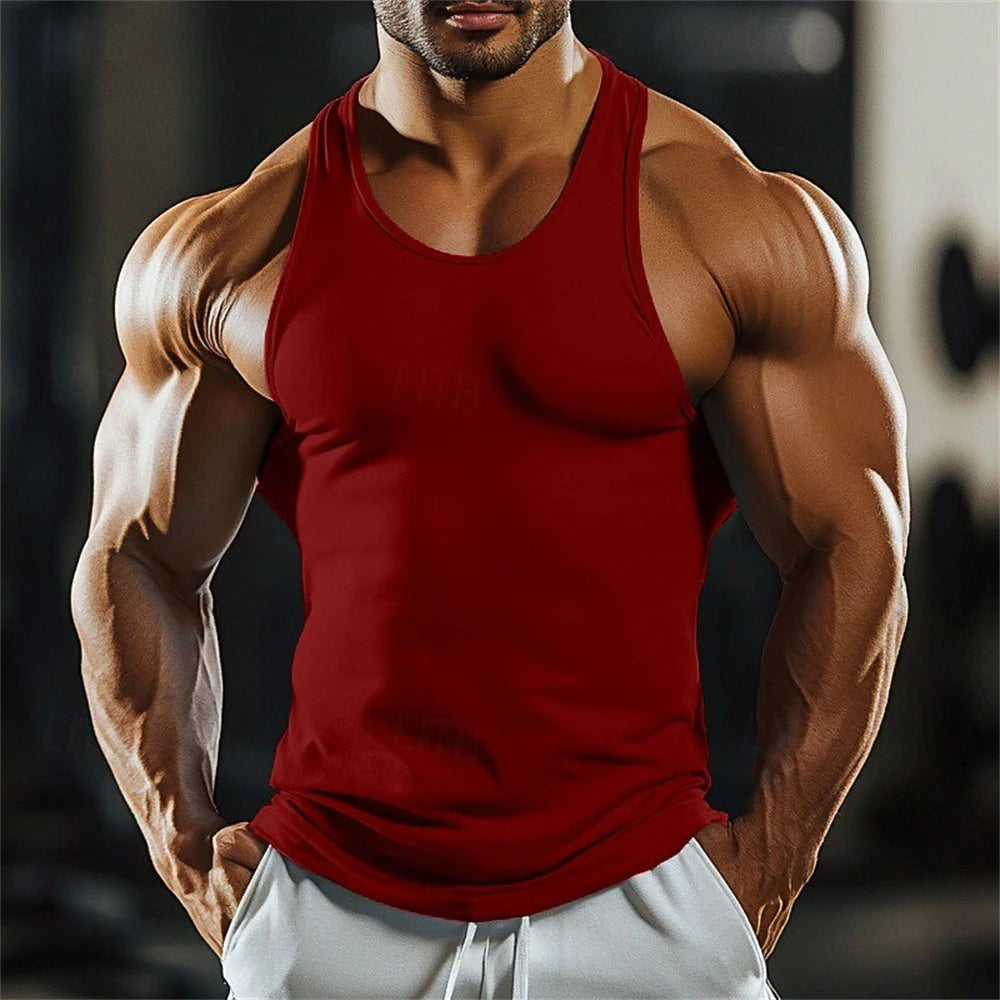 Outdoor Run Sports Men's Tank Top Summer Quick Dry Breathable Fitness Vest Fashion Gym Tees Casual Solid Color Sleeveless Shirt