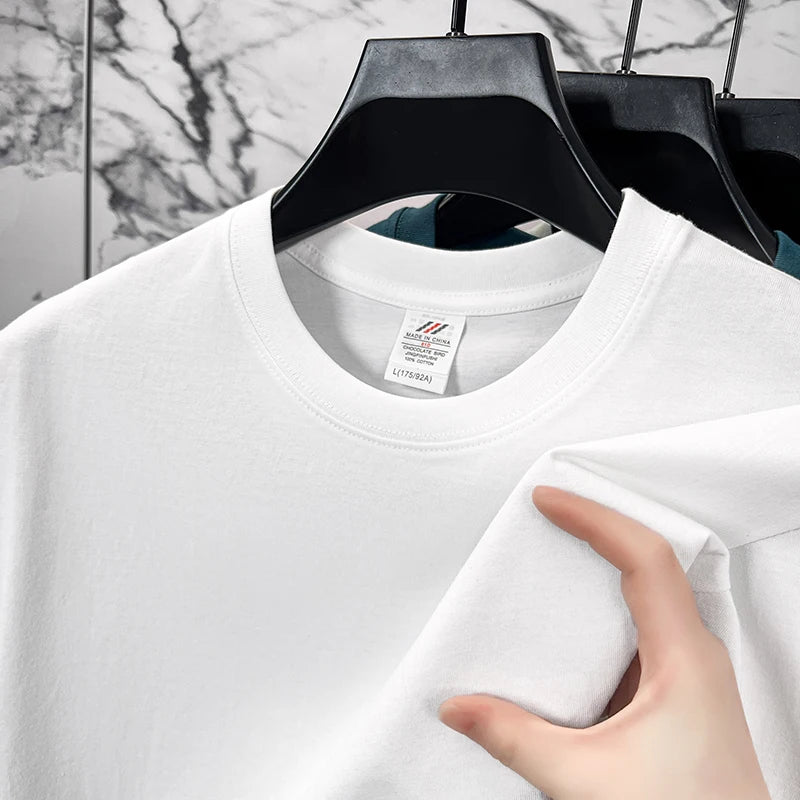 Men's Pure Cotton Casual T-Shirt - Short Sleeve Round Neck Solid Top