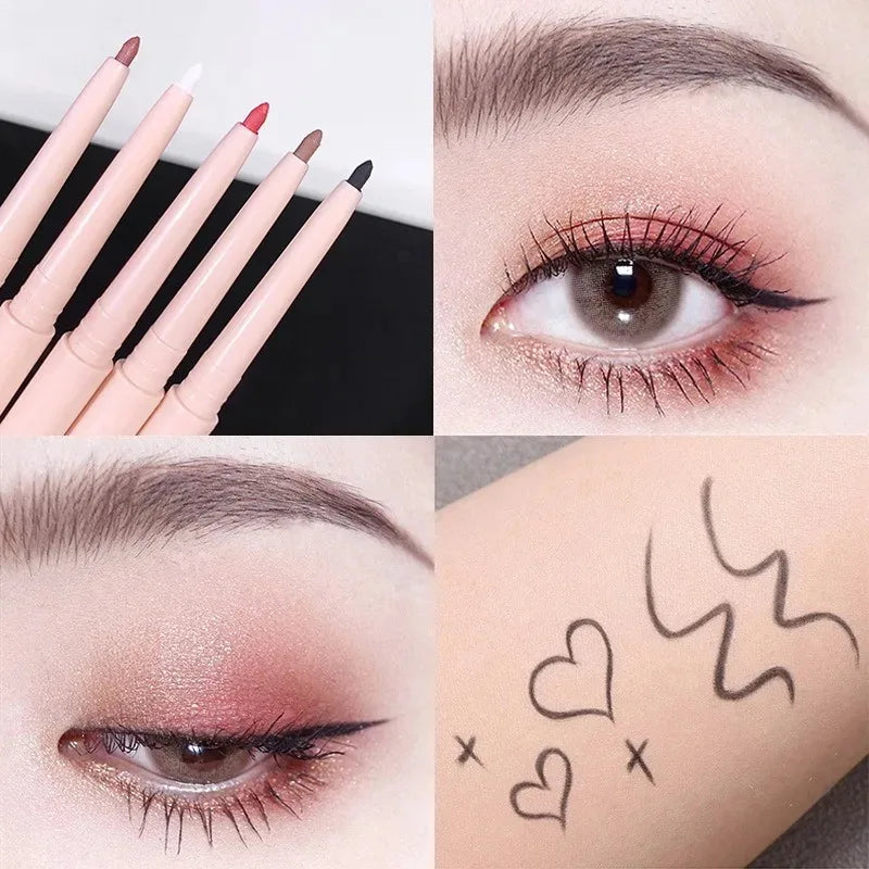 Matte Red Brown Eyeliner Gel Pen Ultra-thin Long Lasting Quick Dry Smooth Colorful Eye Shadow Lying Silkworm Pen Makeup Cosmetic