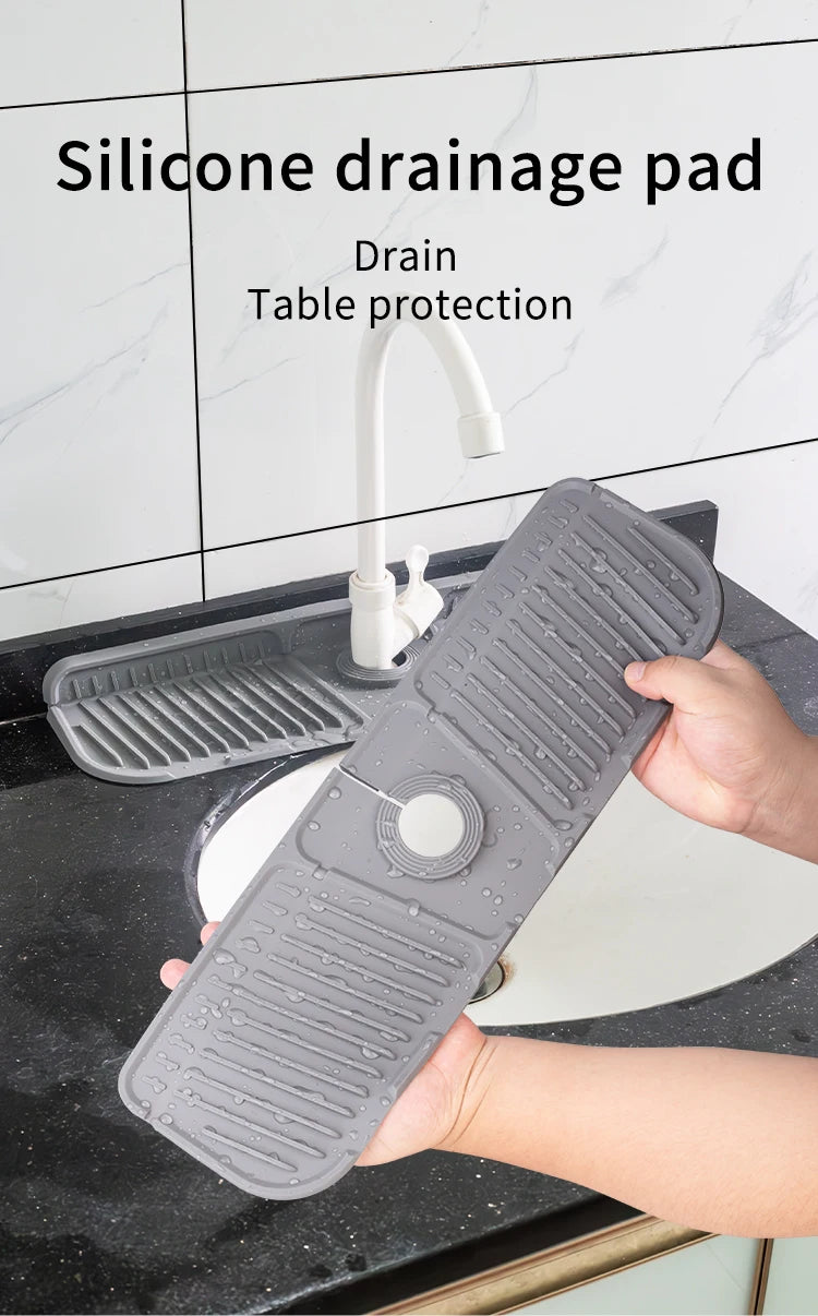 Alfombrilla de silicona para grifo de cocina, alfombrilla recogegotas de agua para grifo, almohadilla antisalpicaduras para fregadero, protector de encimera de baño