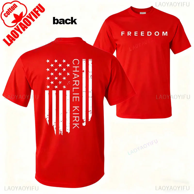 Charlie Kirk Freedom Shirt, Tribute Memorial American Hero Shirt Patriotic Activism Shirt Harajuku Graphic T Shirts Streetwear