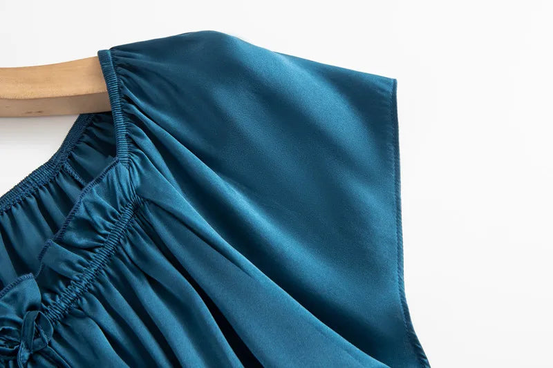 Women's Summer Casual Clothing 100% Natural Mulberry Silk Plain Satin Loose Short Sleeved Solid Color Princess Nightdress