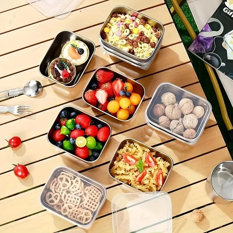 5 recipientes apilables de acero inoxidable para preparación de alimentos para refrigerador y almuerzo, ideales para preparación de comidas, viajes y almacenamiento en cocina
