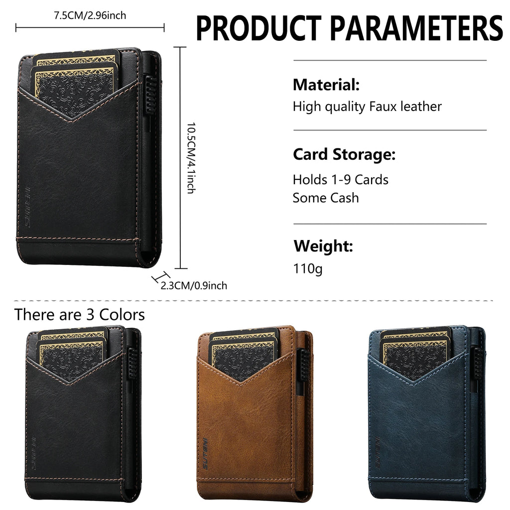 SUTENI Card Slot Wallet Flip Cover Faux Leather Card Box Pressing The Button Automatically Ejects The Card