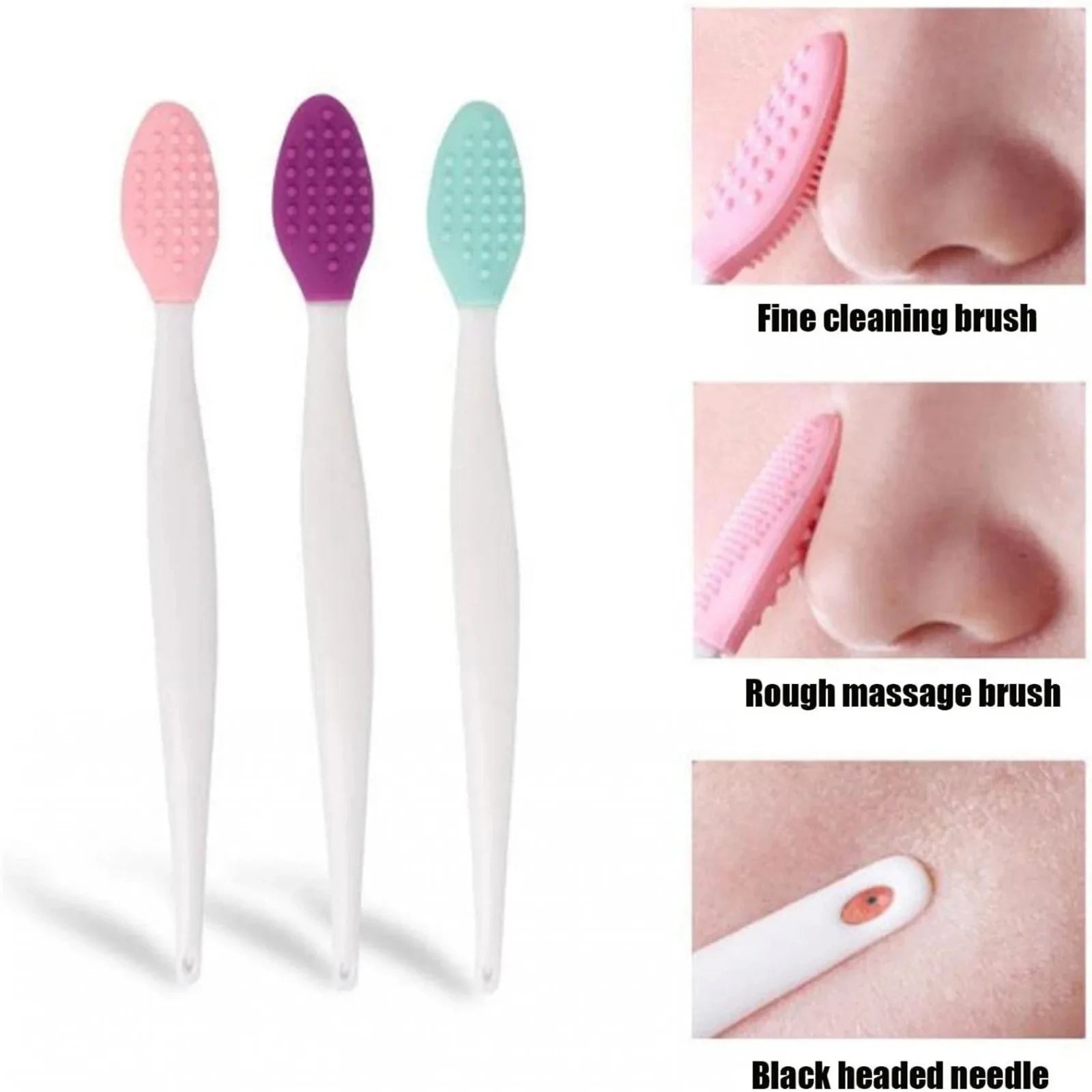 1/5/10Pcs Silicone Facial Cleansing Brush Exfoliating Massage Tools Nose Blackhead Removal Brushes Face Pore Deep Cleaning Wands
