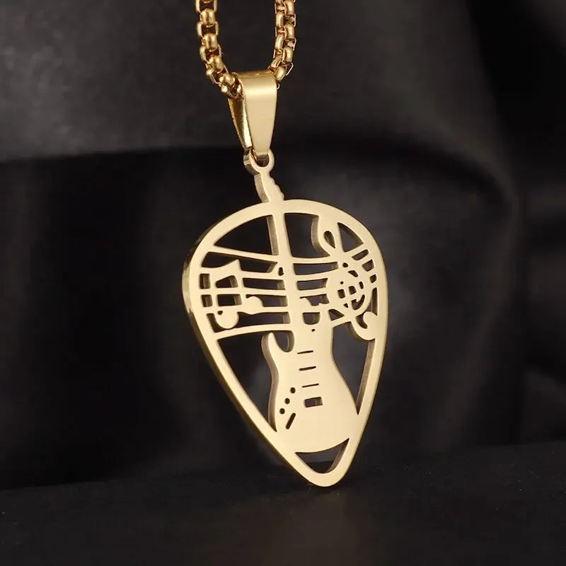 Retro Punk Music Guitar Necklace For Men Personalized Gothic Pendant Fashion Hip Hop Rock Singer Jewelry