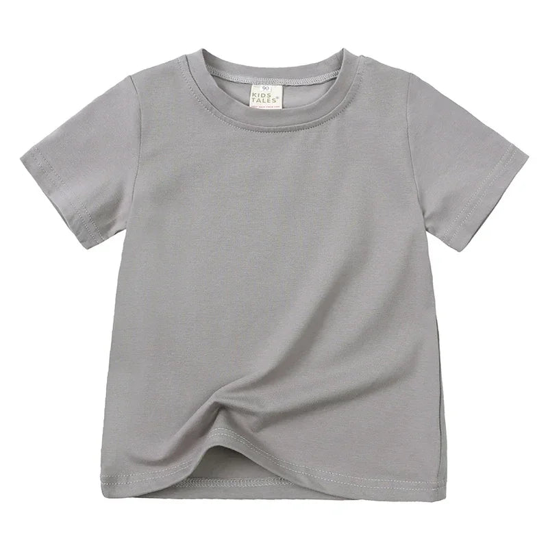 Kids Summer Cotton T Shirt Breathable Solid Tee For Boys And Girls 12M To 9T Lightweight Everyday Casual Shirt