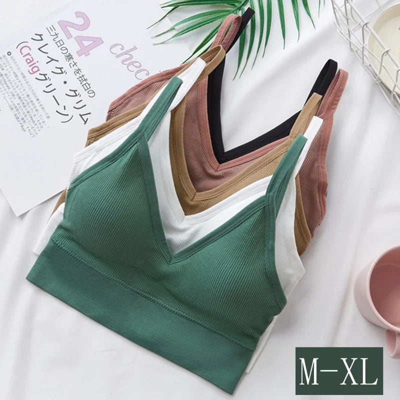 Women's Crop Top Ribbed Tube Top U-Back Comfort Bra Streetwear Camis Sexy Lingerie Seamless Underwear Sports Tank Bralette M-XL