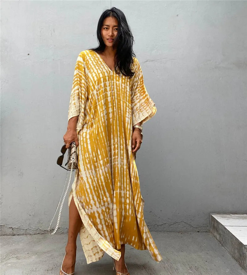 Plus Size Women Beachwear Long Beach Coverups Kaftan Casual Caftan Dress Swimwear cover ups