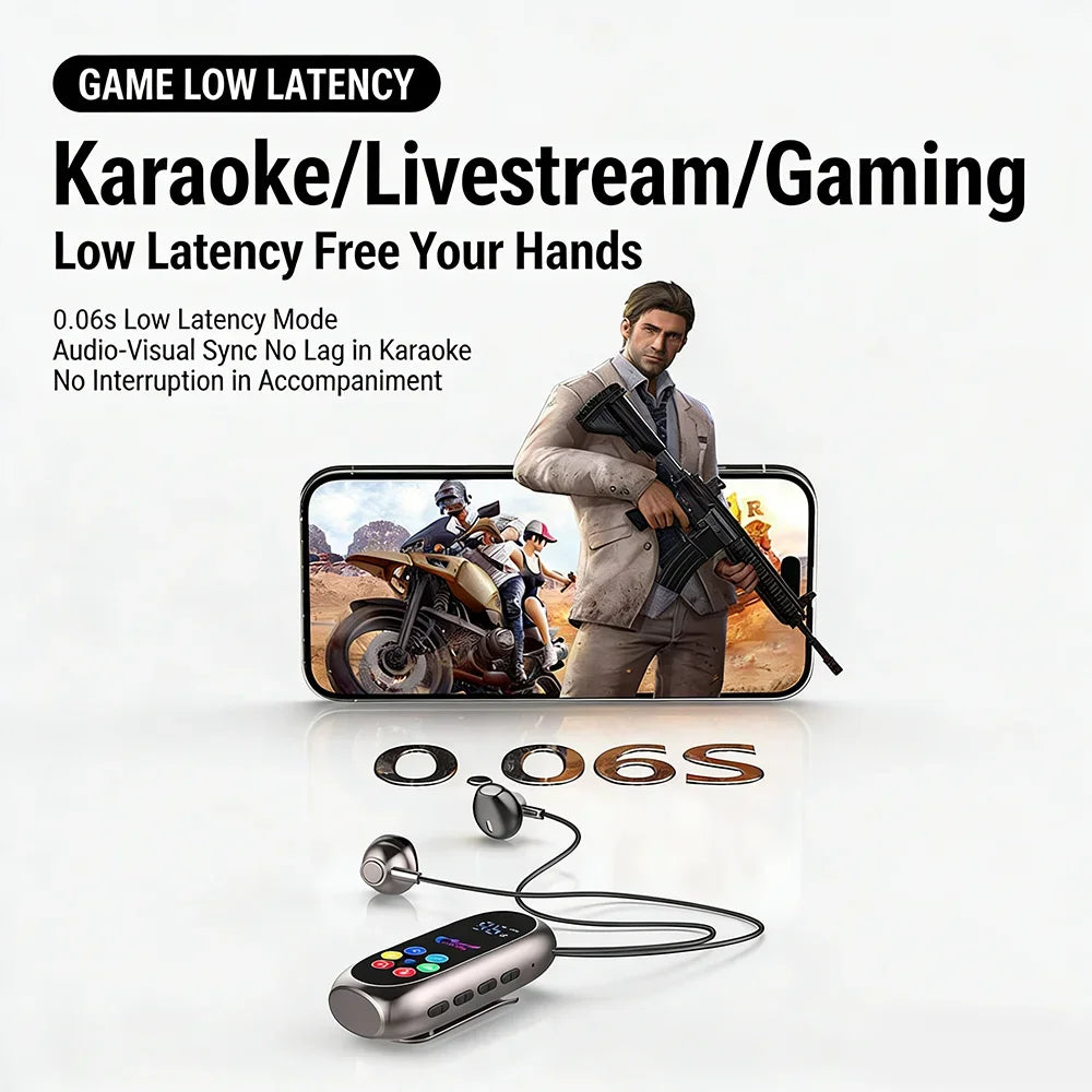 KEBIDUMEI Clip-on Earphones Bluetooth 5.4 Headphones Gaming Headsets TWS Wireless Earbuds Support TF Card K Song Monitor Mode