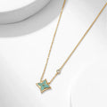 Classic Floral Indigo Stone Gold Plated Bracelet Women's Luxury Single Flower Embedded Rhombus Fashion Alloy Geometric Chain