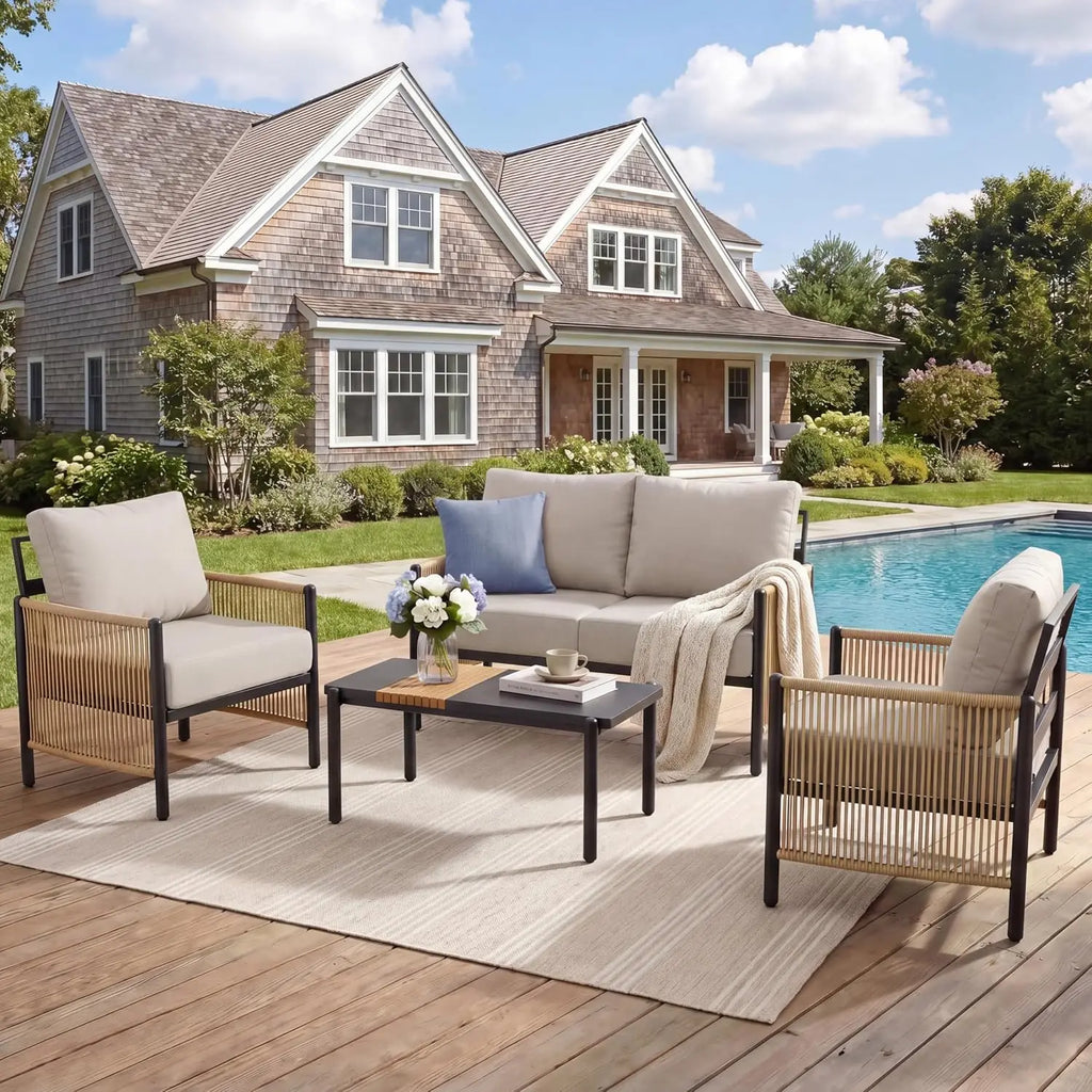 Aluminum Outdoor Patio Furniture Set 4 Seats, Customized