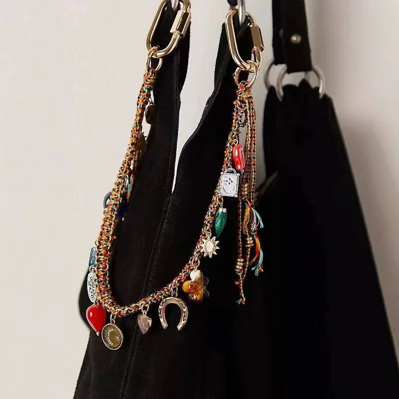 2025 New Model Personality Bohemia Evil Demon Eye Braided Rope Golden Bag Chain Fashion Women\'s Chain Shoulder Bag Accessories
