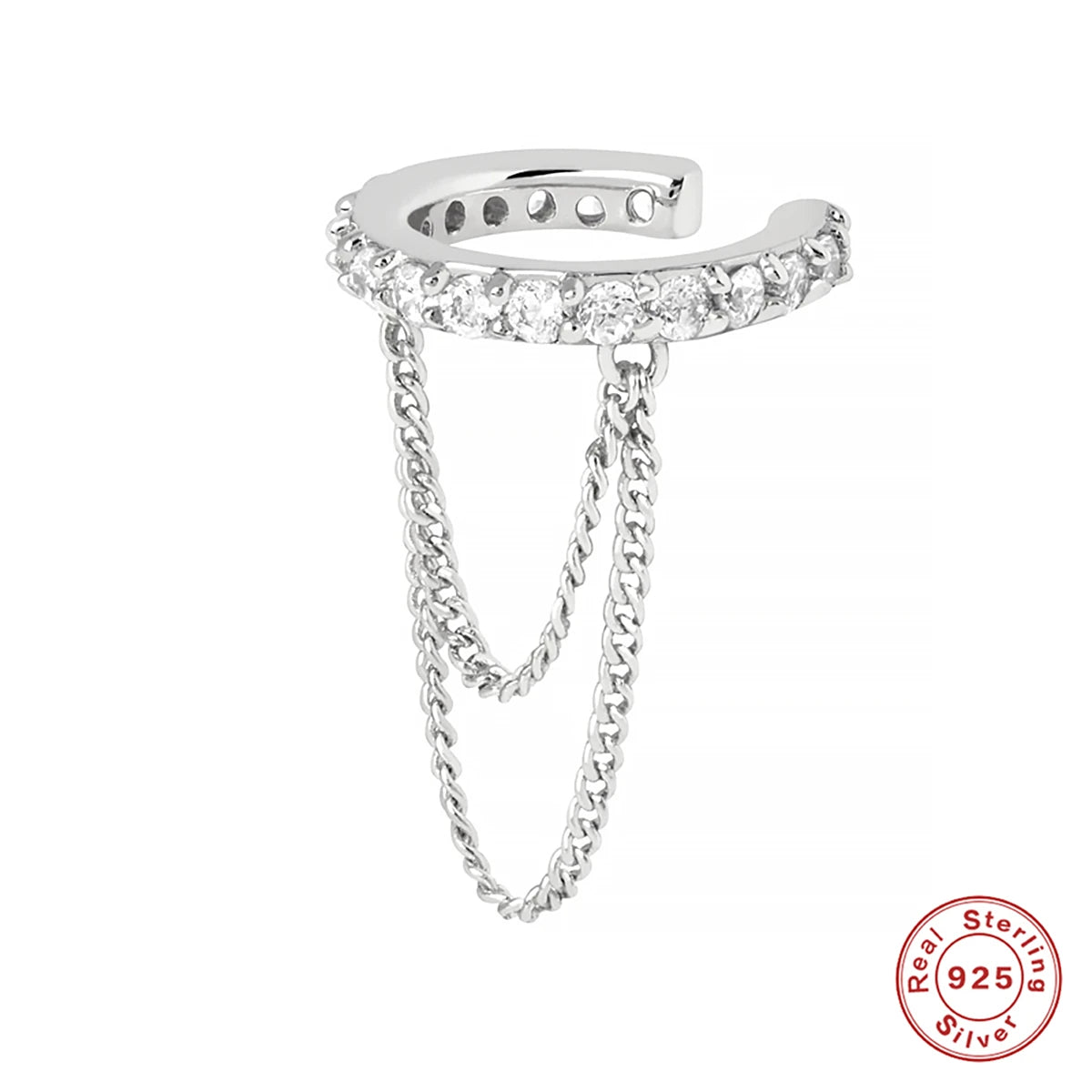 Roxi 925 Sterling Silver Zircon Double Layer Clip Earrings Women'S Ins Trend 1Piece No Piercing Earring Jewelry Pendientes