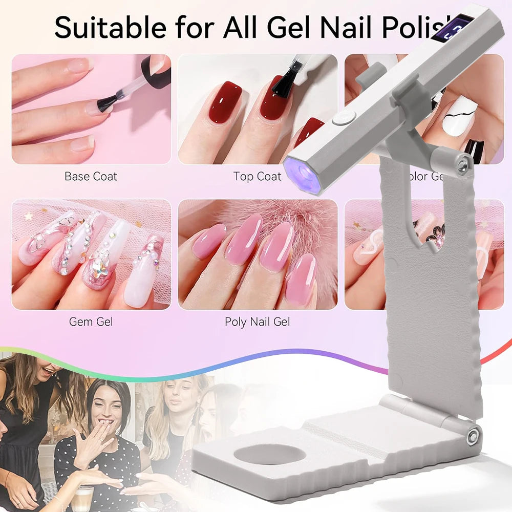 YIKOOLIN Portable Rechargeable UV LED Nail Dryer Mini Gel Polish Curing Lamp 2 Timing Modes USB Charging Manicure Tool Home Use