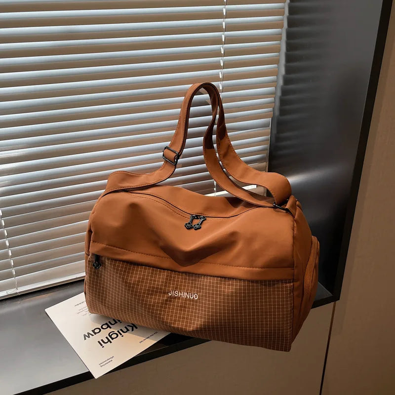 Large Capacity Travel Tote Bags for Women Solid Color Shoulder Messenger Bag Sports Yoga Satchels Fashion Woman Handbag