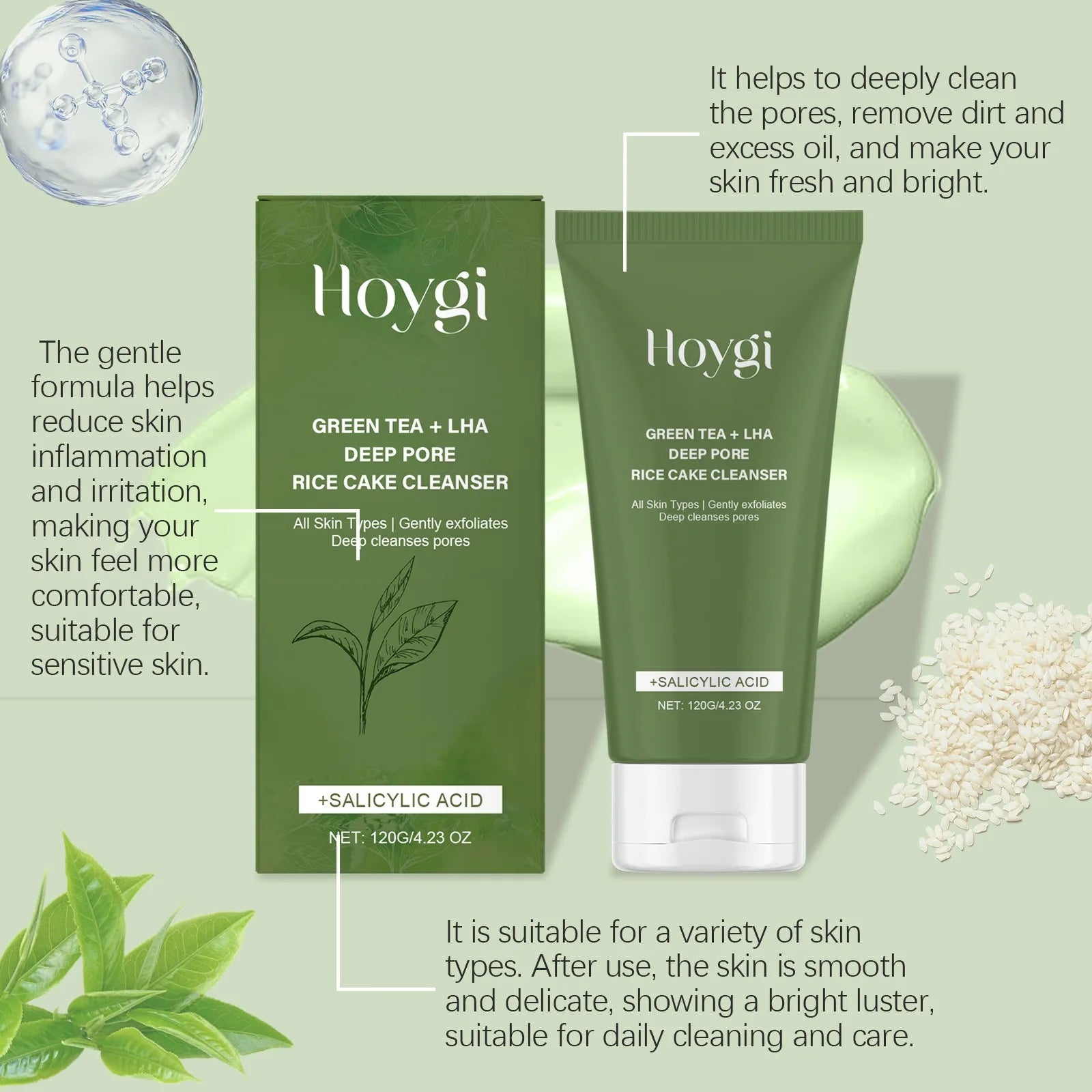 Hoygi Facial Cleanser Long Lasting Moisturizing Deep Cleansing Relieve Skin Irritation Refreshing Feeling Gentle Face Wash 120g